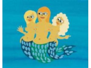 3 havfruer. Som noget helt enestående er der nøgenhed i tegnefilm.