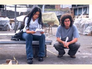 Catalina Sandino Moreno (Maria) og instruktøren Joshua Marston.