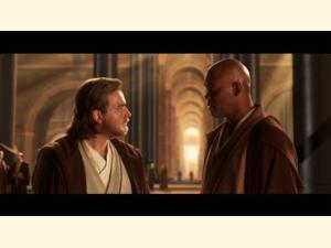 Obi-Wan og Mace Windu diskuterer Anakin's fremtid.