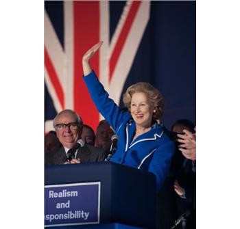 Premierminister Margaret Thatcher med sky Denis Thatcher